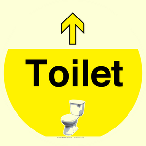 Dementia Friendly Toilet Sign Directional Yellow Arrow